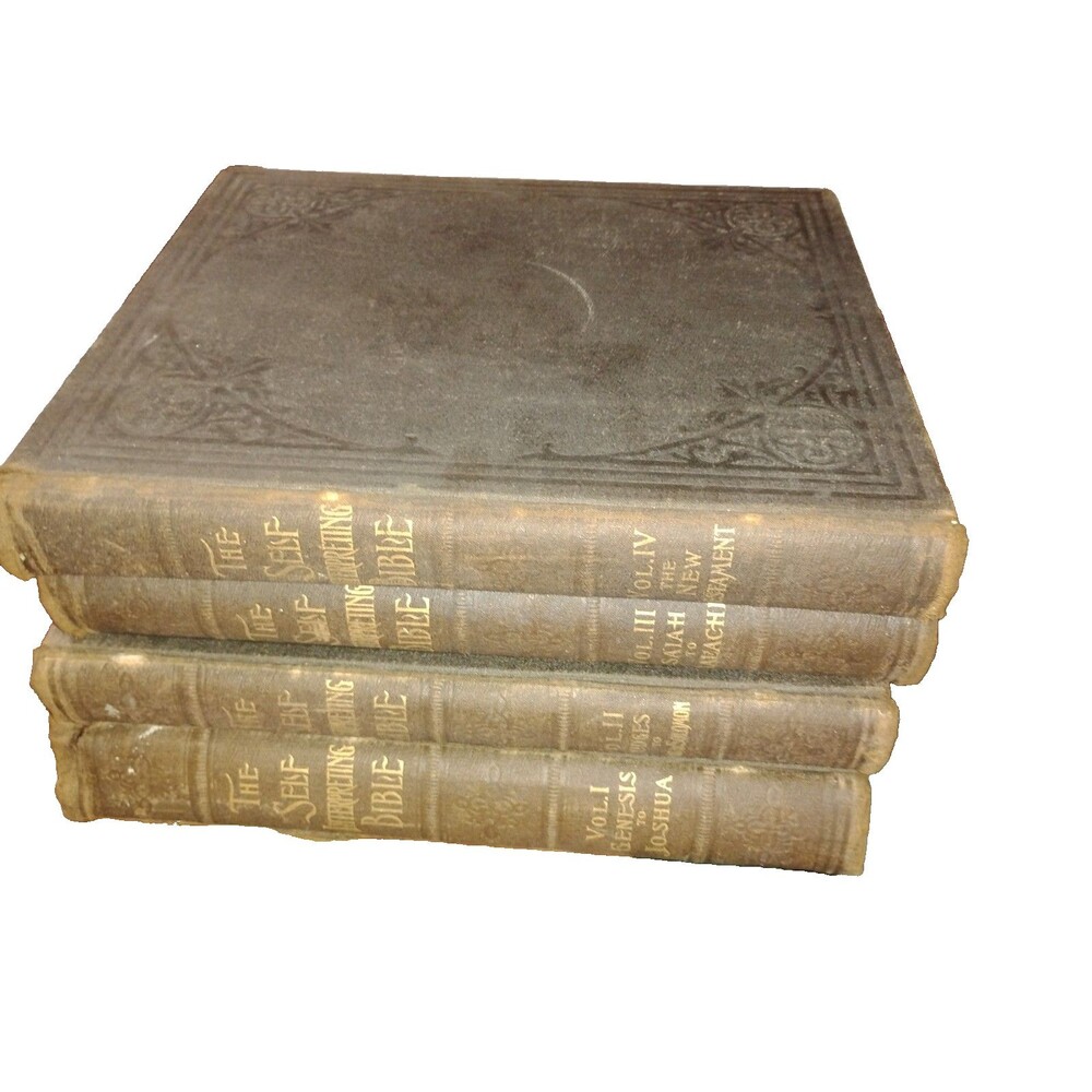 1909 The Self Interpreting Bible 4 Vol Thompson Publishing Antique Illustrated